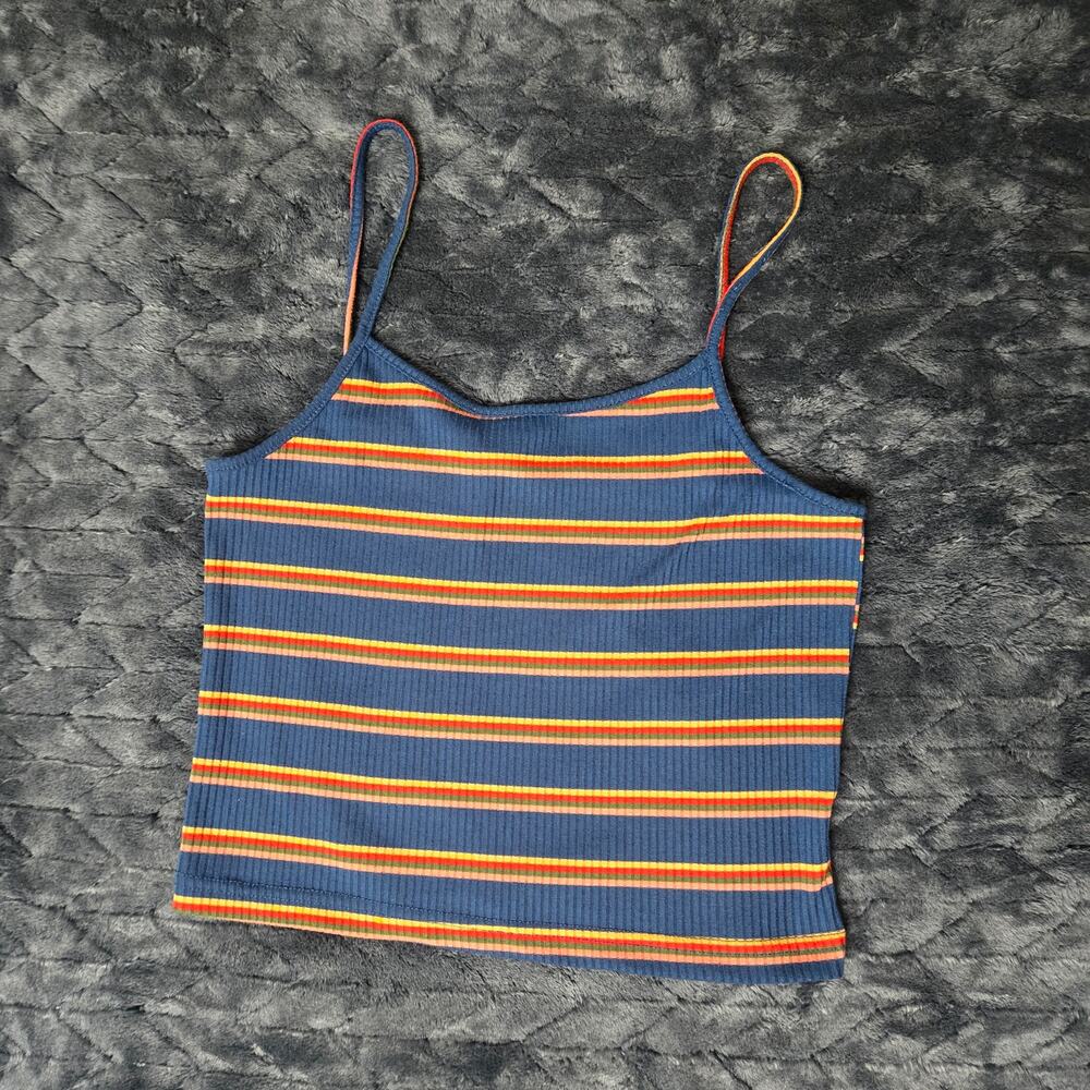 Dazy Women's Cropped Spaghetti Strap Striped Tank Top Stretchy Size XXL